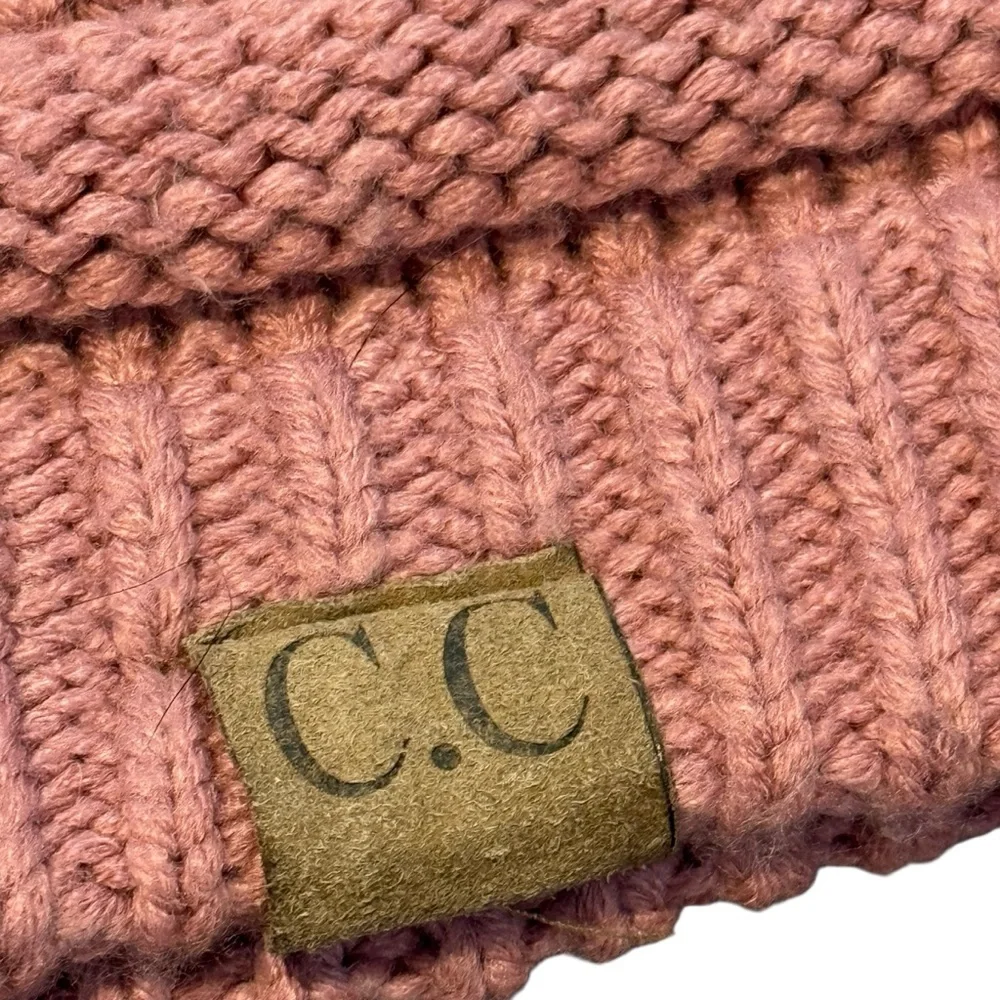 C.C. Slouchy Thick Warm Knit Cap Beanie Dusty Rose Soft Chunky Knit